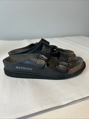 Mephisto Black Leather Sandals